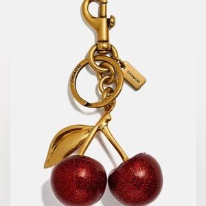 Coach Cherry Bag Charm in Red and Brass